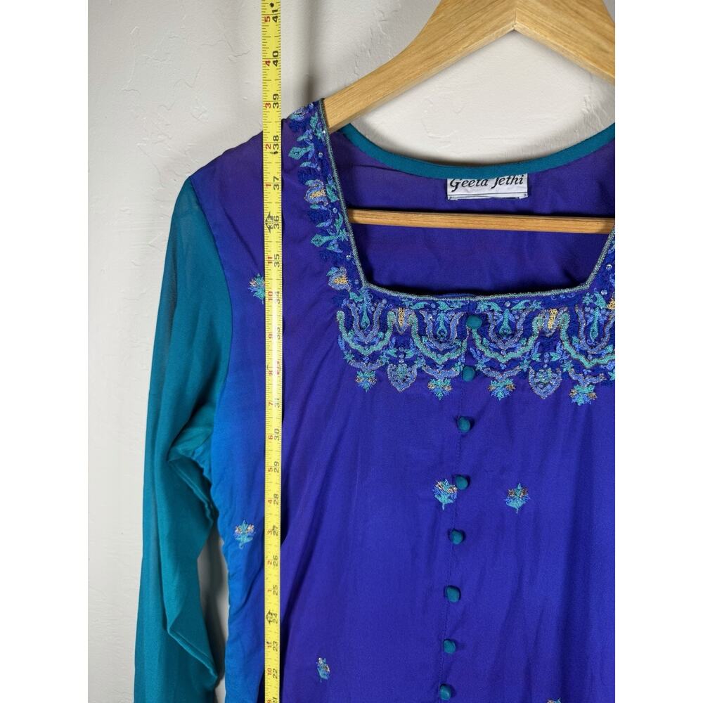 Women’s Vintage Purple To Teal Fade Size M Geeta Jethi Tunic Top Dress - Picture 12 of 13